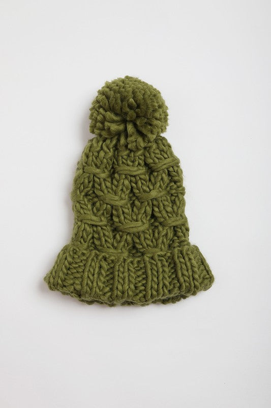 Oversized Chunky Knit Pom Beanie Leto Accessories