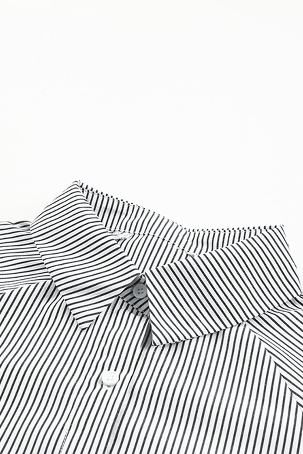 Black Striped Casual Shirred Cuffs Shirt Greta Bean & Co.