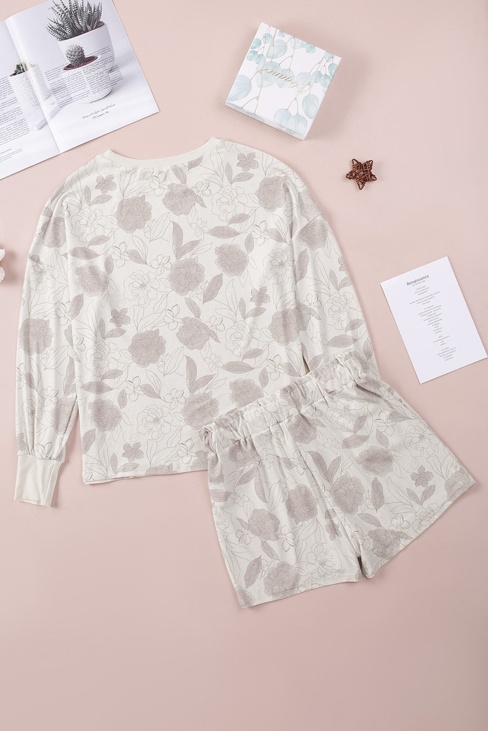 Floral Print Long Sleeve Top and Shorts Lounge Set Greta Bean & Co.