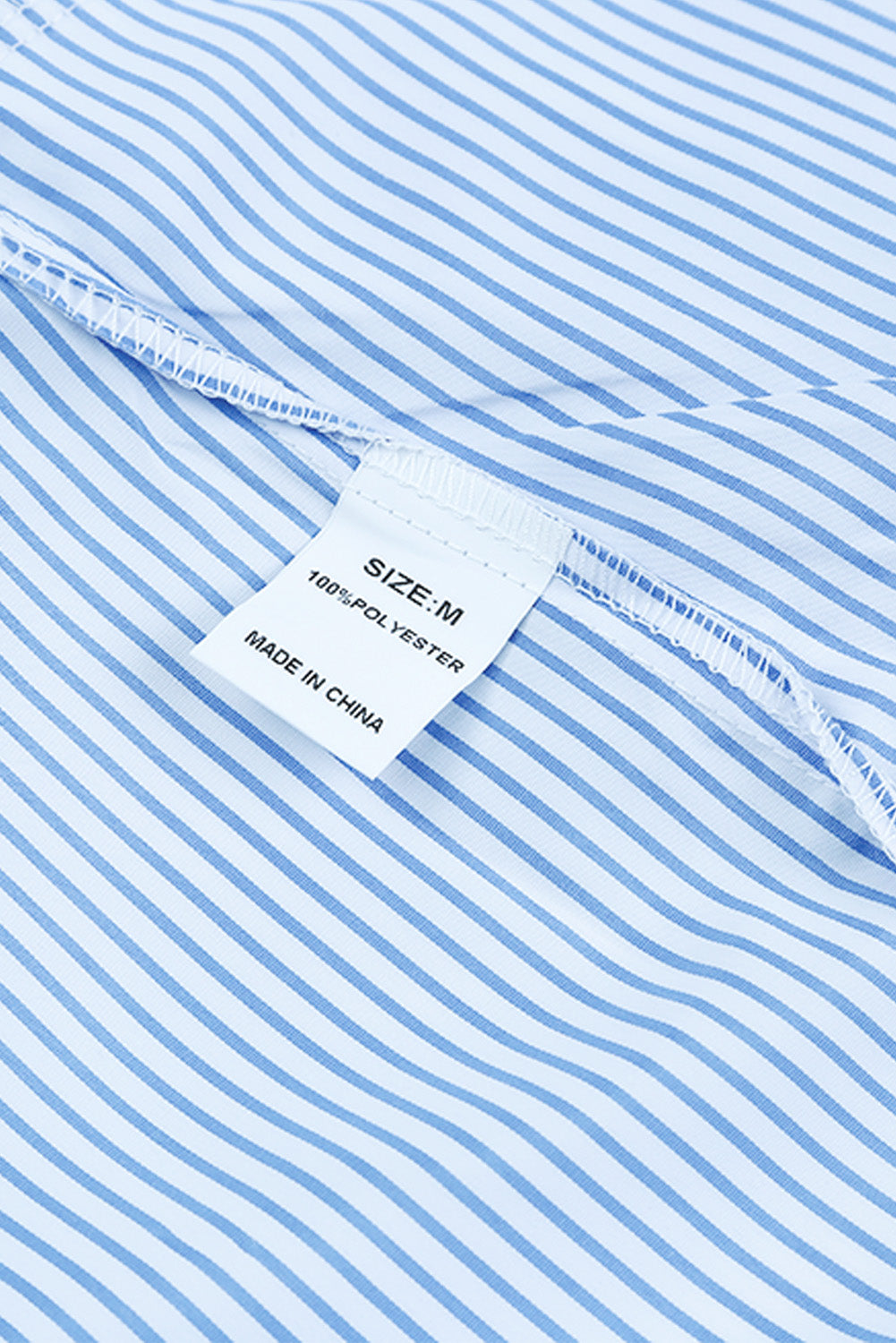 Sky Blue Smocked Cuffed Striped Boyfriend Shirt with Pocket Greta Bean & Co.
