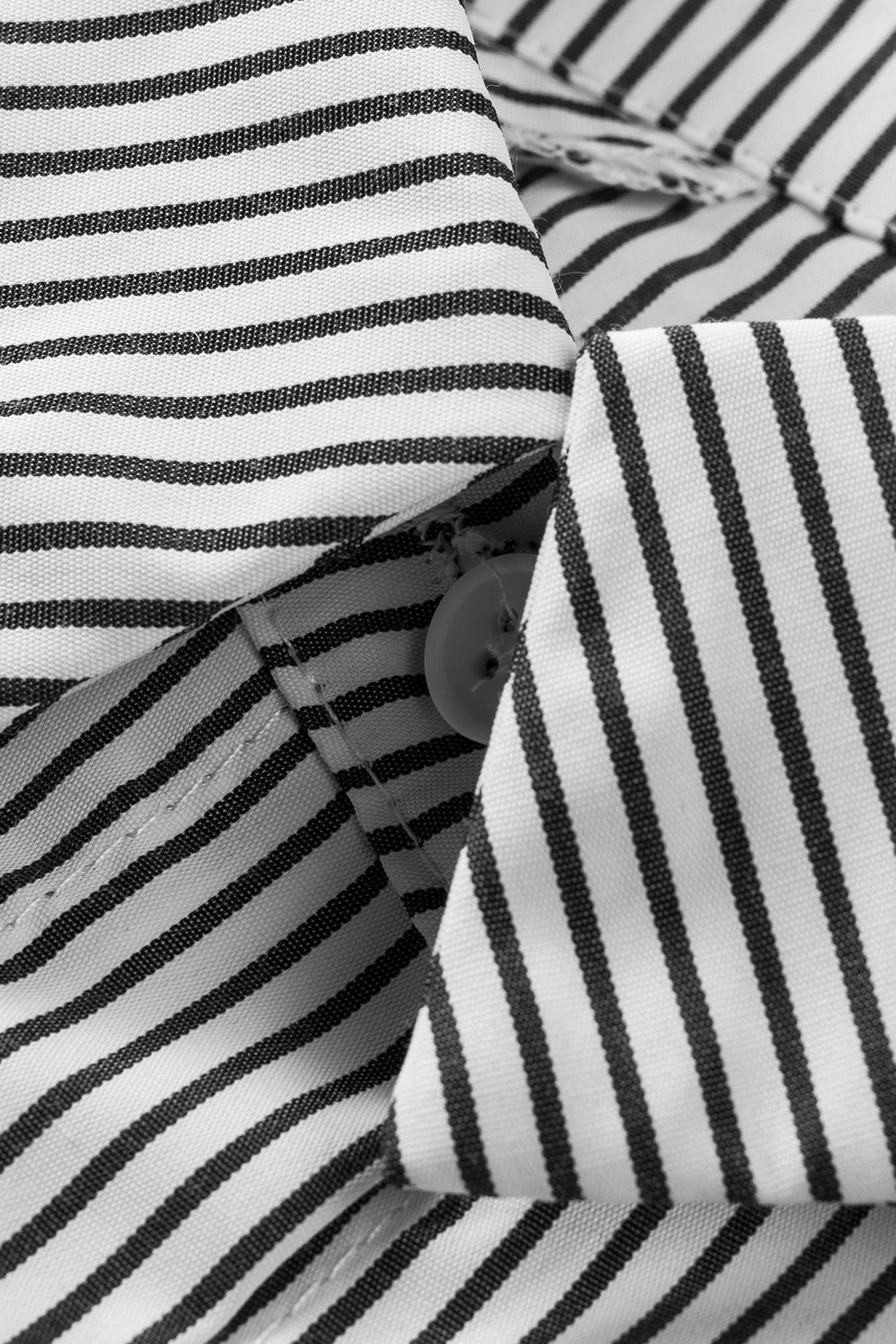 Black Striped Casual Shirred Cuffs Shirt Greta Bean & Co.