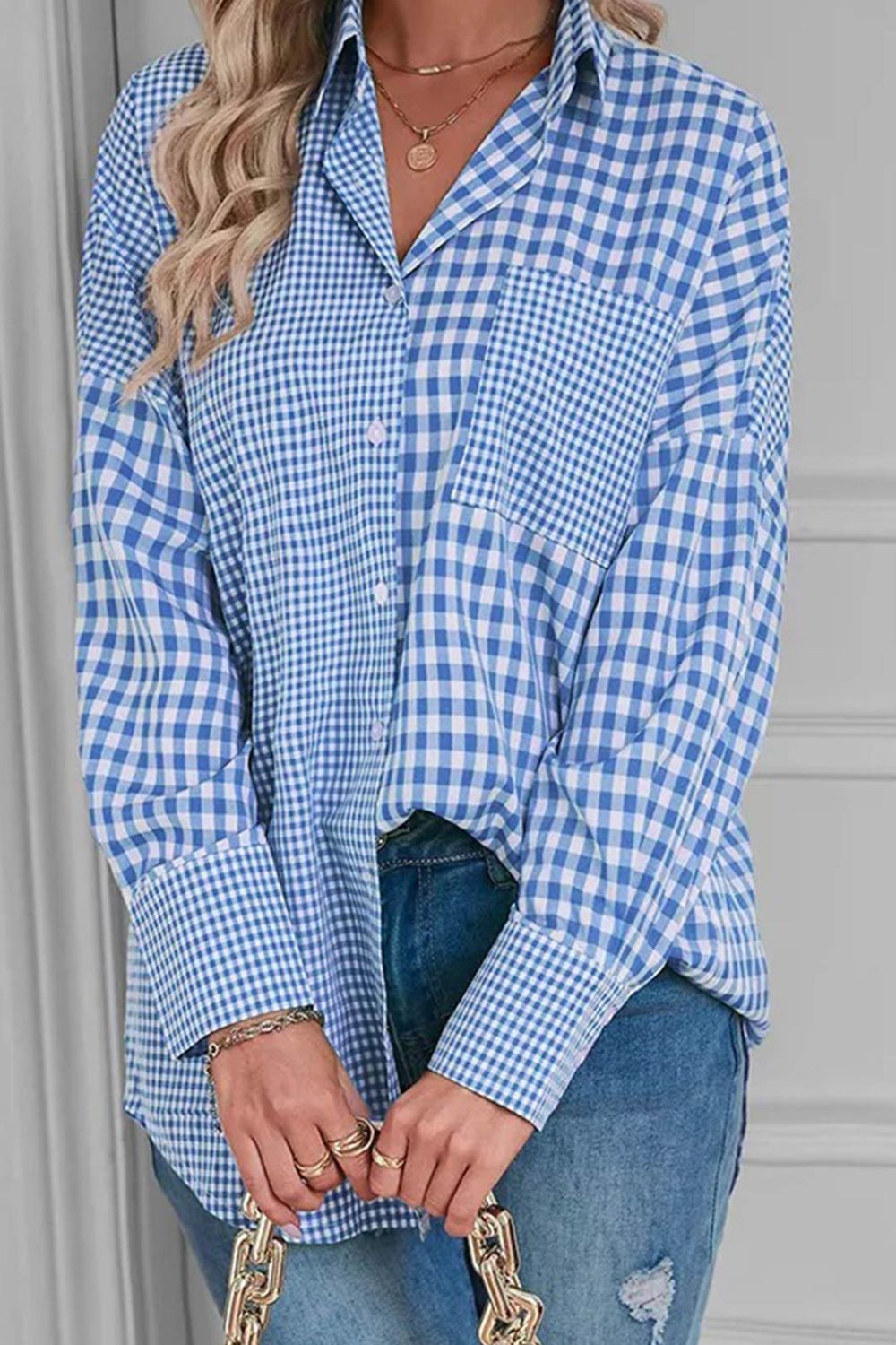 Plaid Button Up Long Sleeve Shirt Trendsi