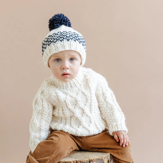 Cream Cableknit Fisherman Sweater | Kids Fall & Winter Clothing - Greta Bean & Co.