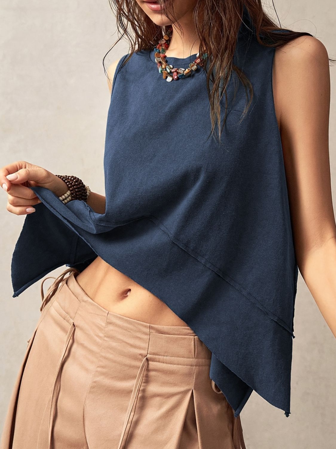 Exposed Seam Side Slit Tank Trendsi