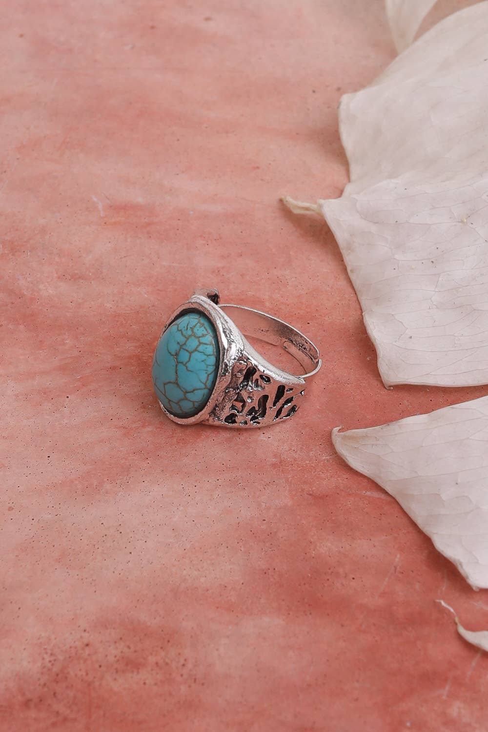 Bohemian Oval Cut Adjustable Turquoise Ring Greta Bean & Co.