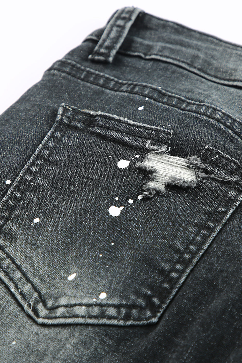 Black Ink Splash Distressed Skinny Jeans Greta Bean & Co.