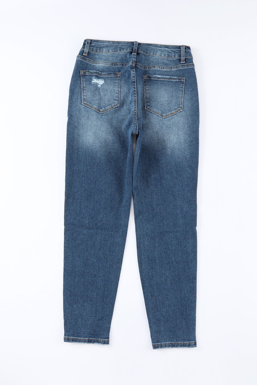 Blue Distressed Button Fly High Waist Skinny Jeans Greta Bean & Co.
