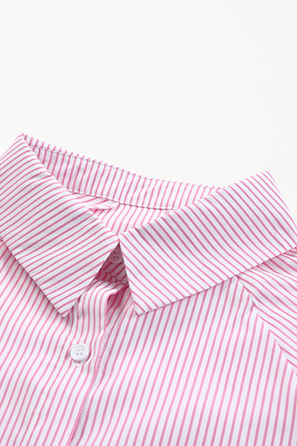 Pink Smocked Cuffed Striped Boyfriend Shirt with Pocket Greta Bean & Co.
