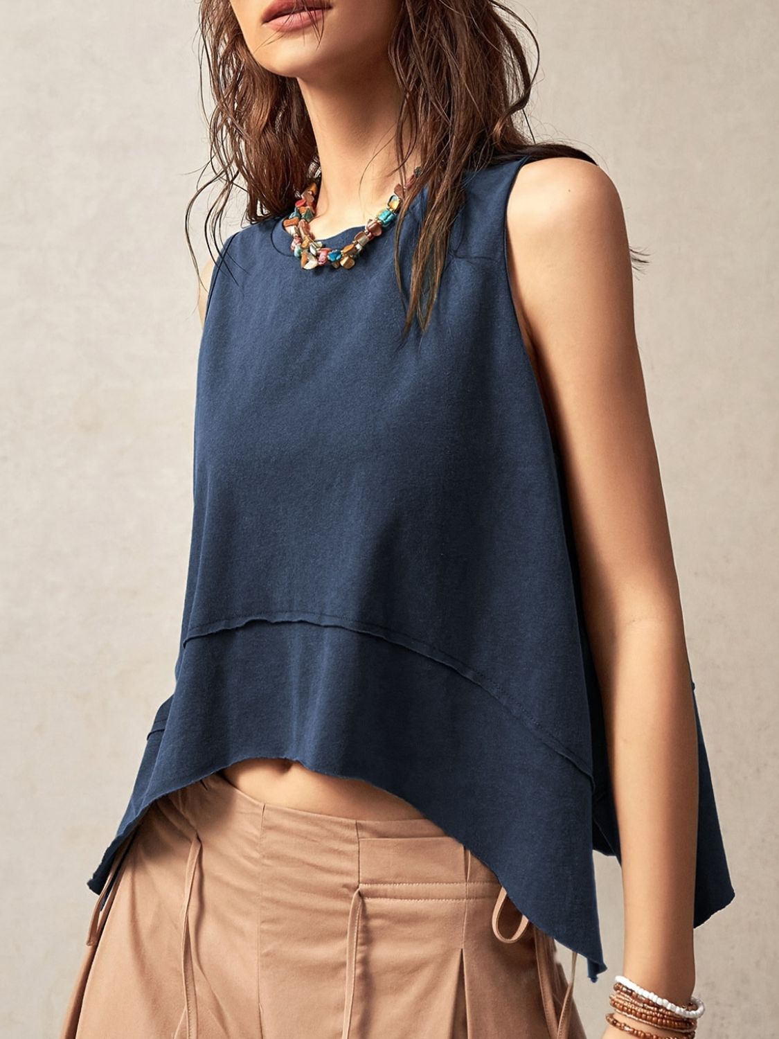 Exposed Seam Side Slit Tank Trendsi