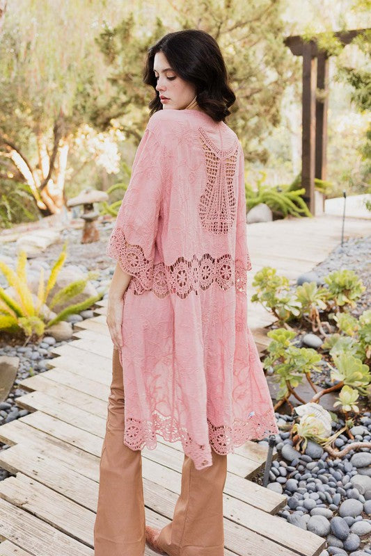 Crochet Open Patch Longline Kimono Greta Bean & Co.