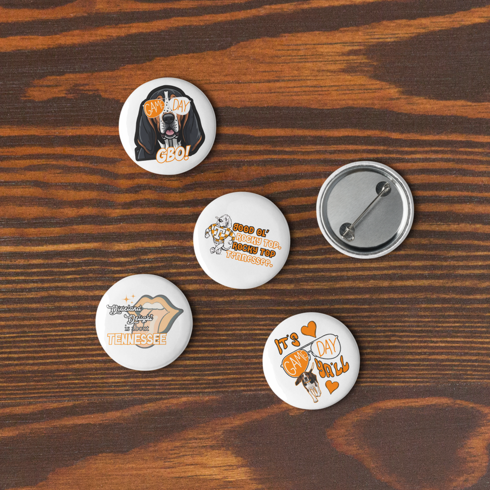 Gameday TN VOLS Set of 5 Pin Buttons Greta Bean & Co.