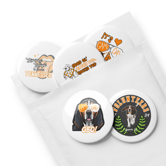 Gameday TN VOLS Set of 5 Pin Buttons Greta Bean & Co.