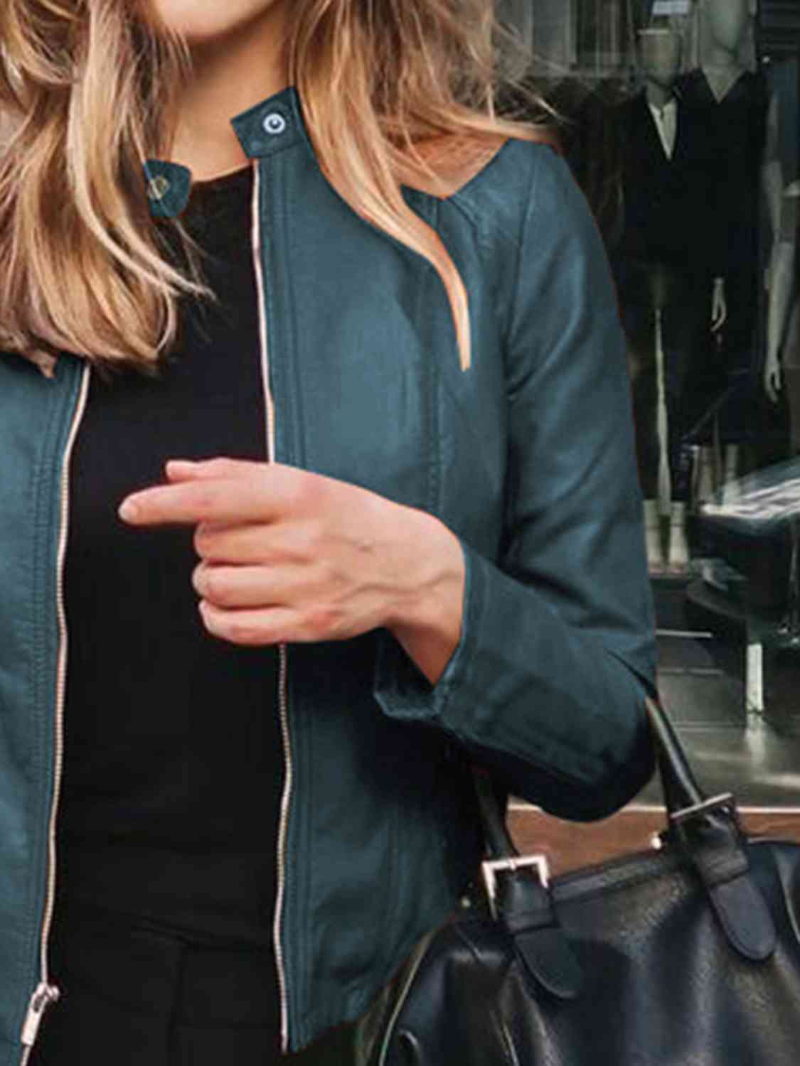 Mock Neck Zip Up Jacket**** Greta Bean & Co.