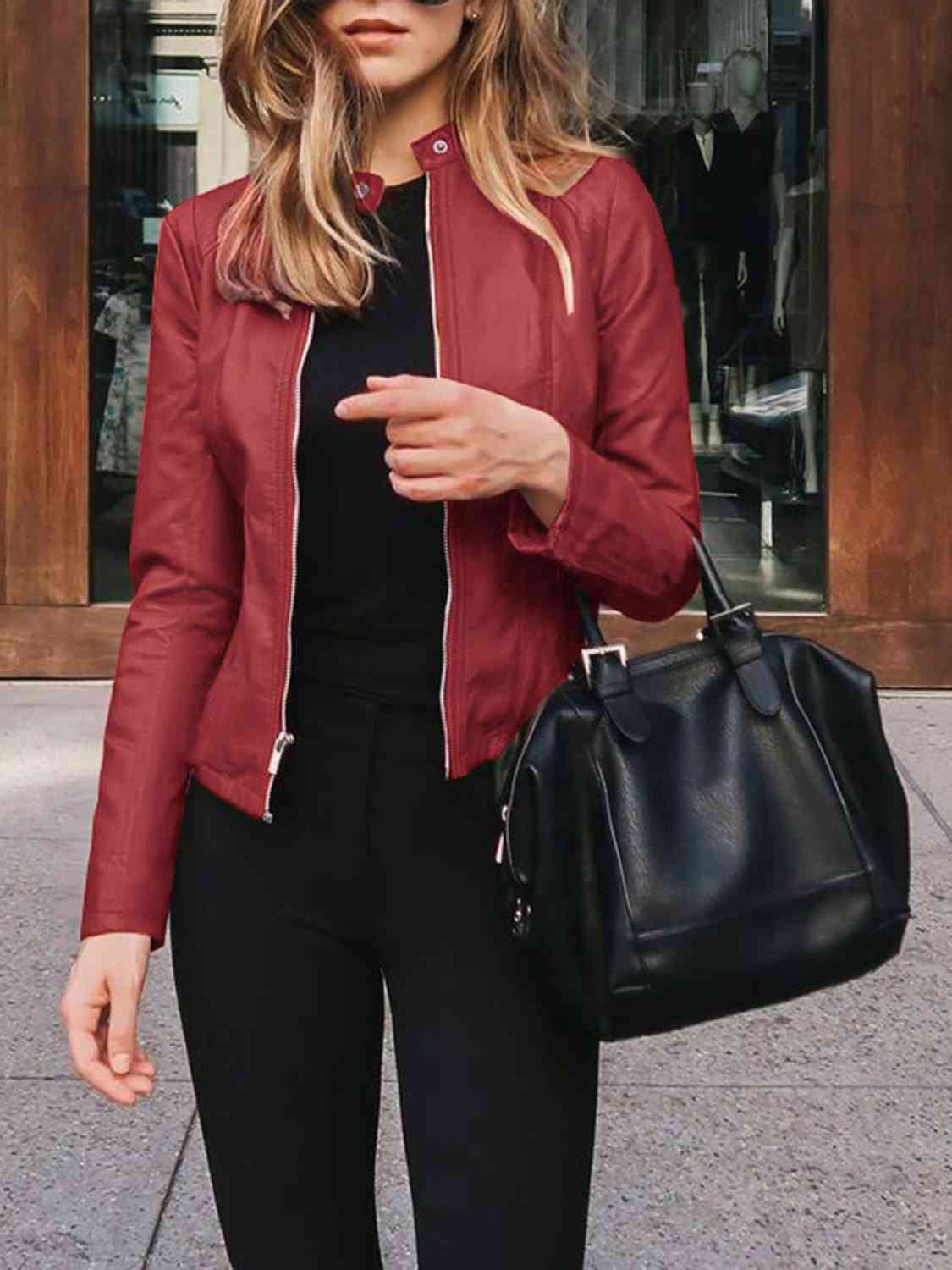 Mock Neck Zip Up Jacket**** Greta Bean & Co.