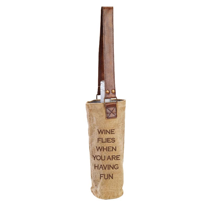 Wine Flies When You Are Having Fun Clea Ray Canvas Bags & Clothing