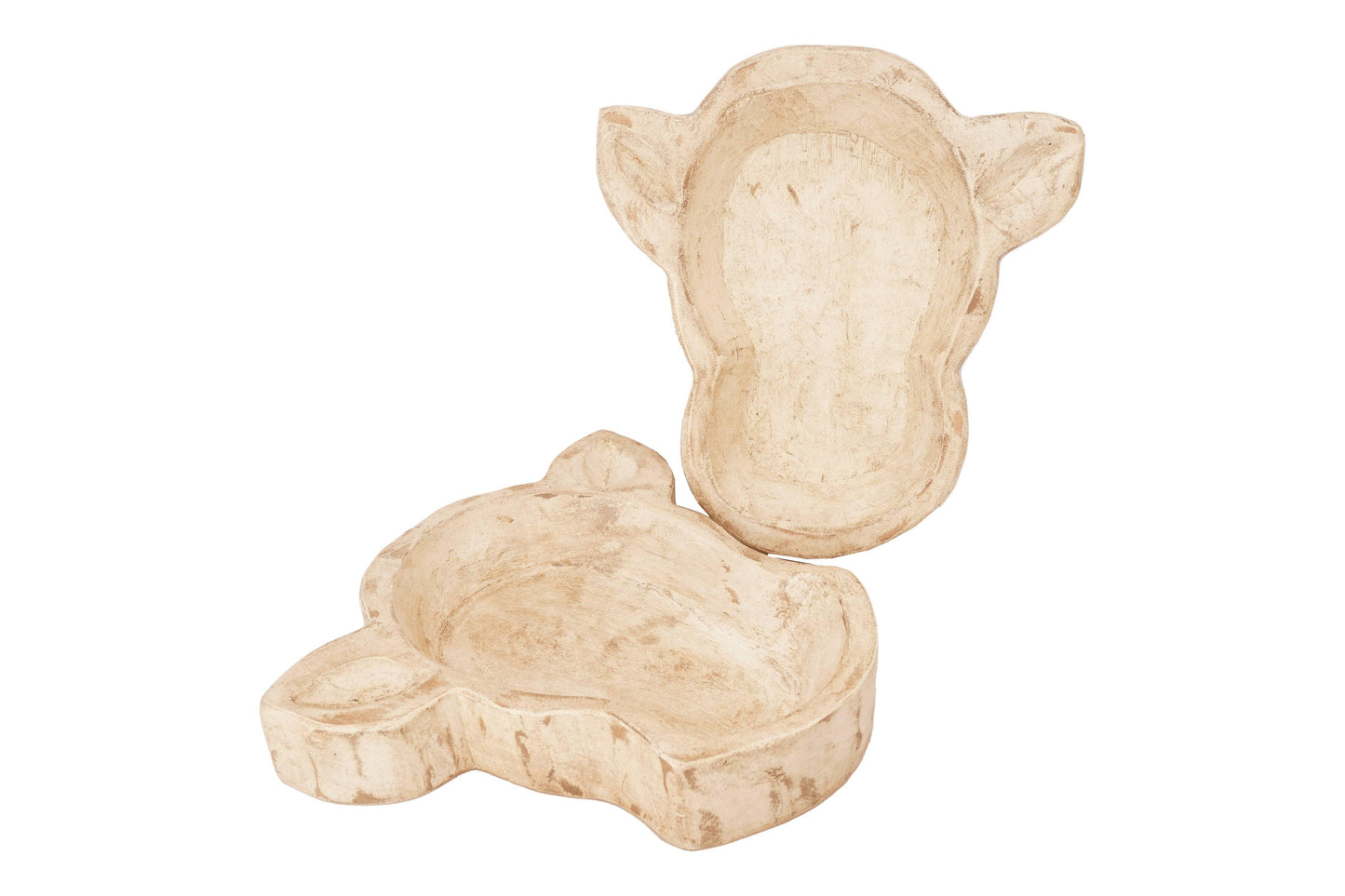 White Distressed Cow Wooden Bowl My Amigos Imports