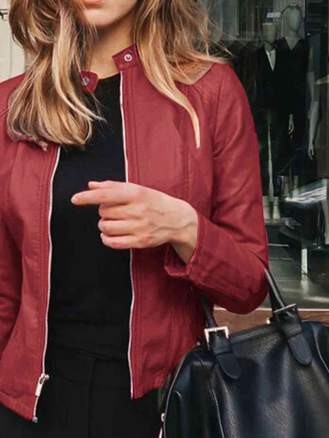 Mock Neck Zip Up Jacket**** Greta Bean & Co.