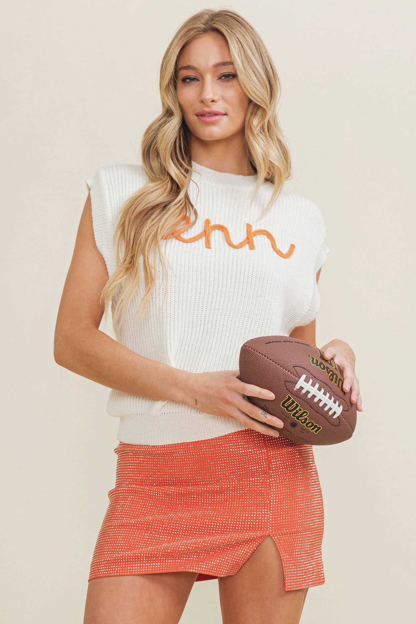 Tennessee VOLS Cursive Knit Embroidered Sleeveless Sweater - Greta Bean & Co.