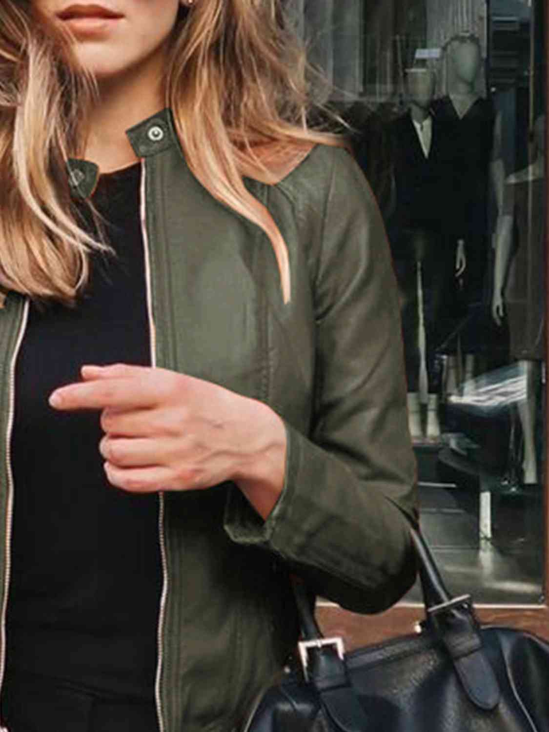 Mock Neck Zip Up Jacket**** Greta Bean & Co.