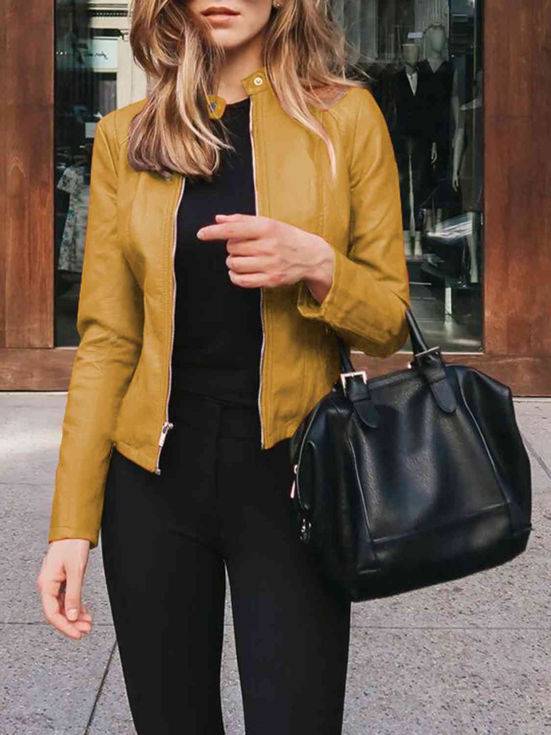 Mock Neck Zip Up Jacket**** Greta Bean & Co.