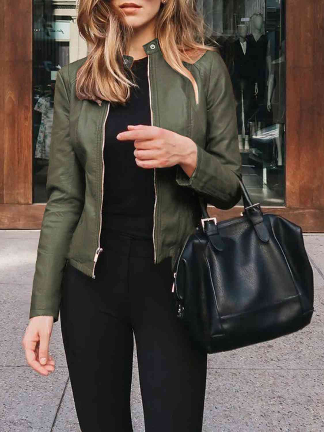 Mock Neck Zip Up Jacket**** Greta Bean & Co.