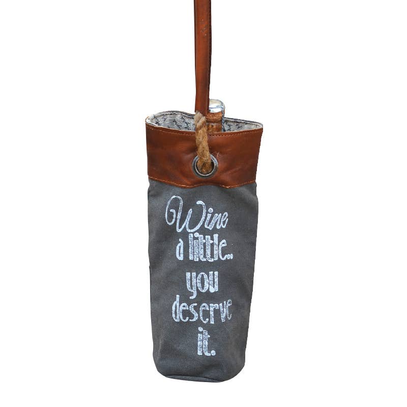 Wine A Little You Deserve It Clea Ray Canvas Bags & Clothing