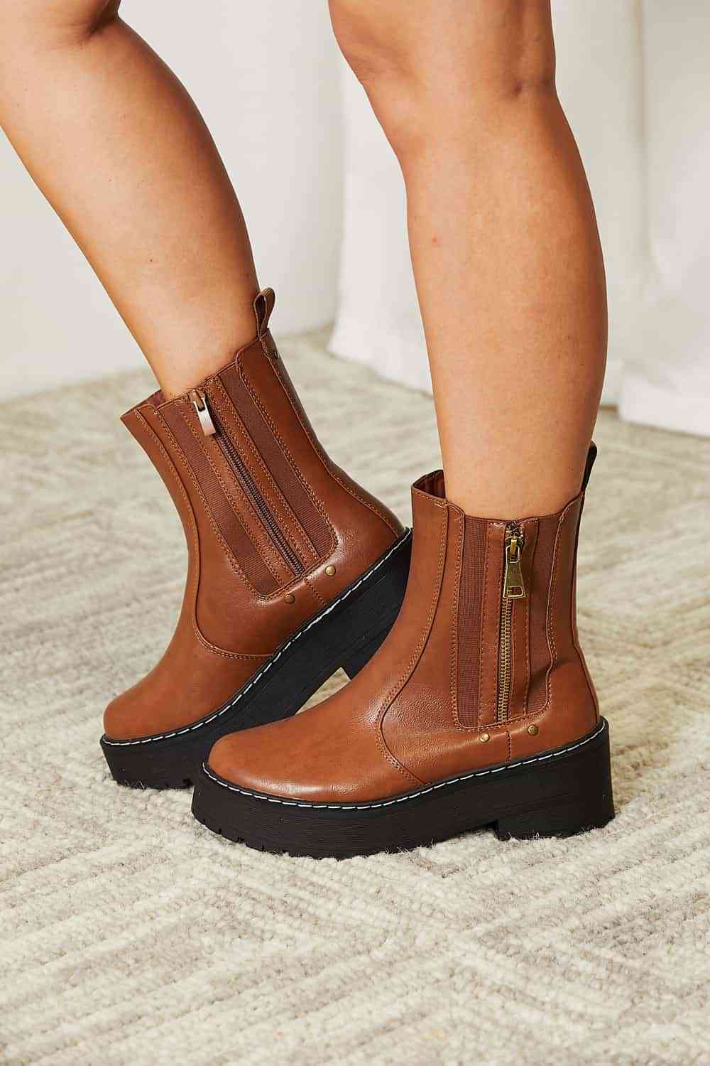 Forever Link Side Zip Platform Boots Greta Bean & Co.