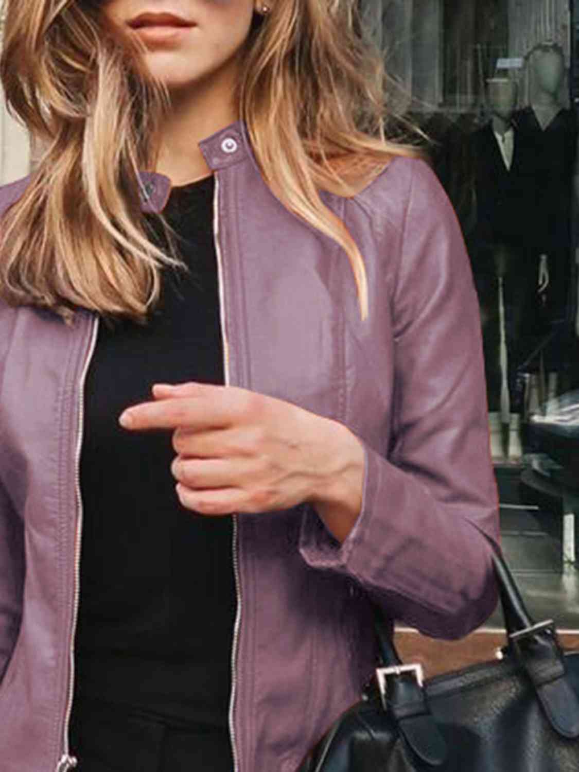 Mock Neck Zip Up Jacket**** Greta Bean & Co.