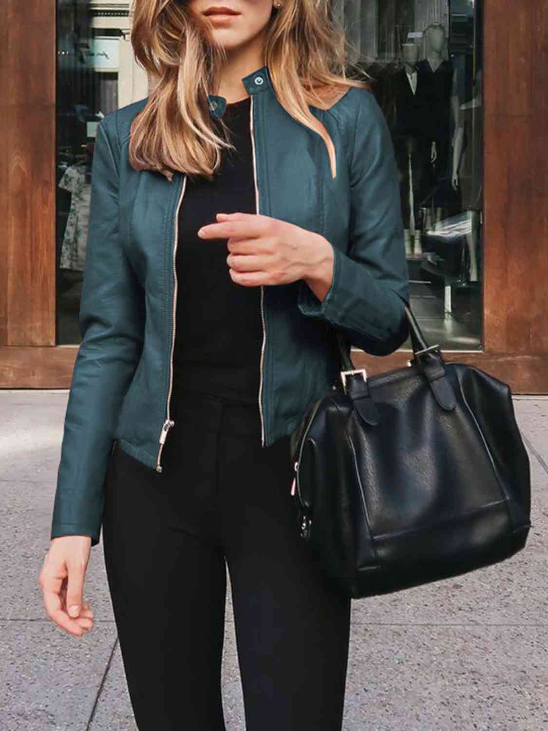 Mock Neck Zip Up Jacket**** Greta Bean & Co.