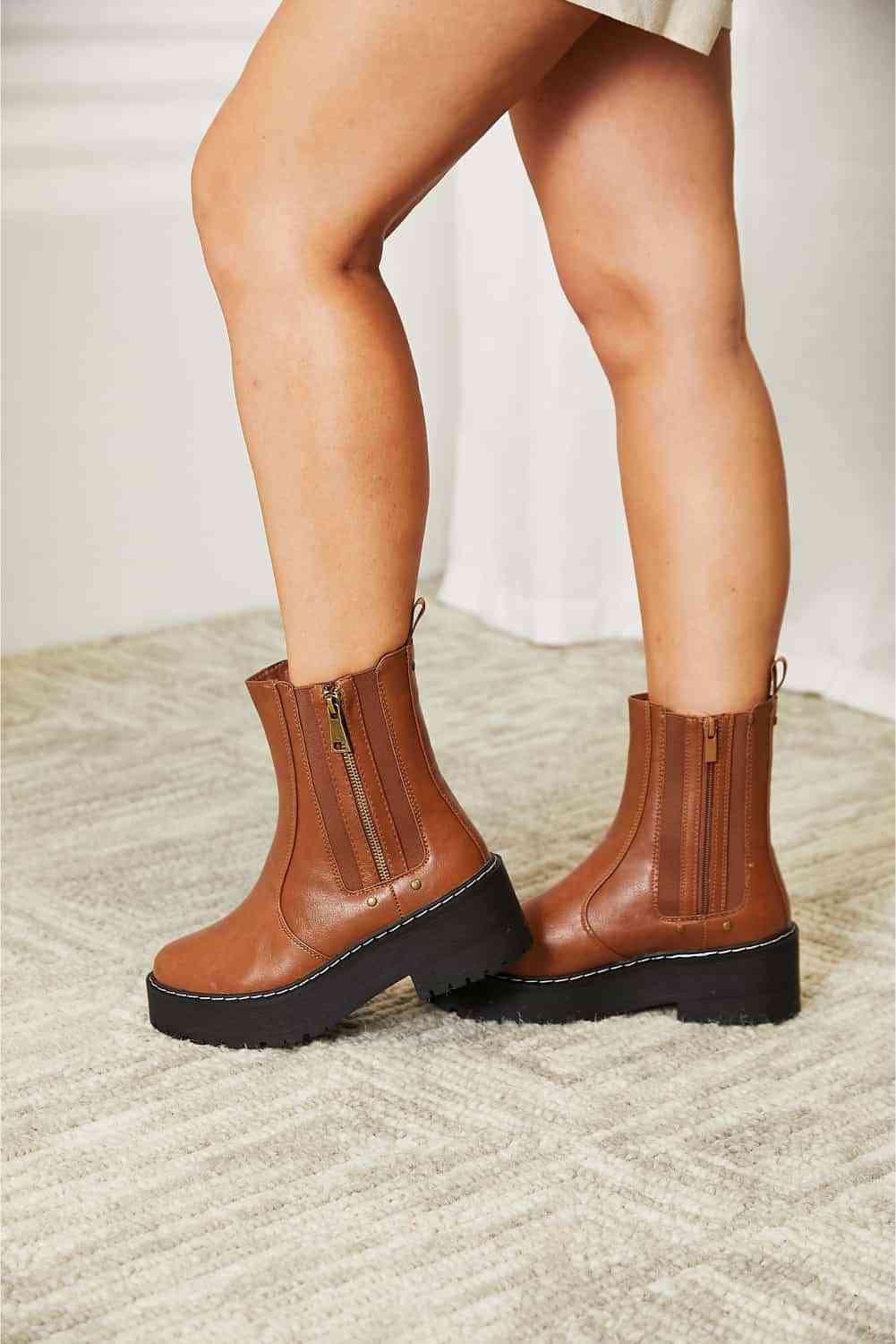 Forever Link Side Zip Platform Boots Greta Bean & Co.