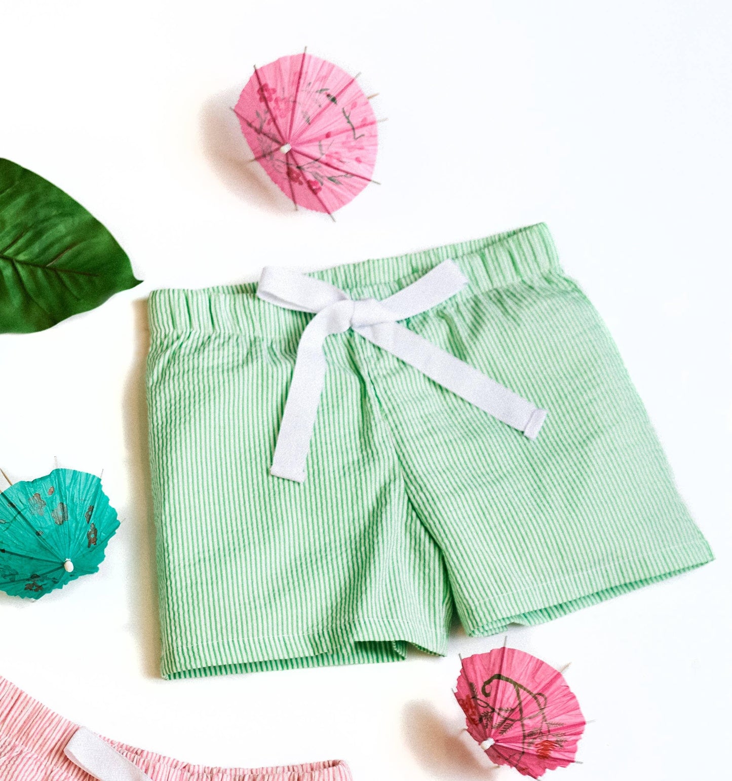 Seersucker Lounge Shorts Green Love That Cotton