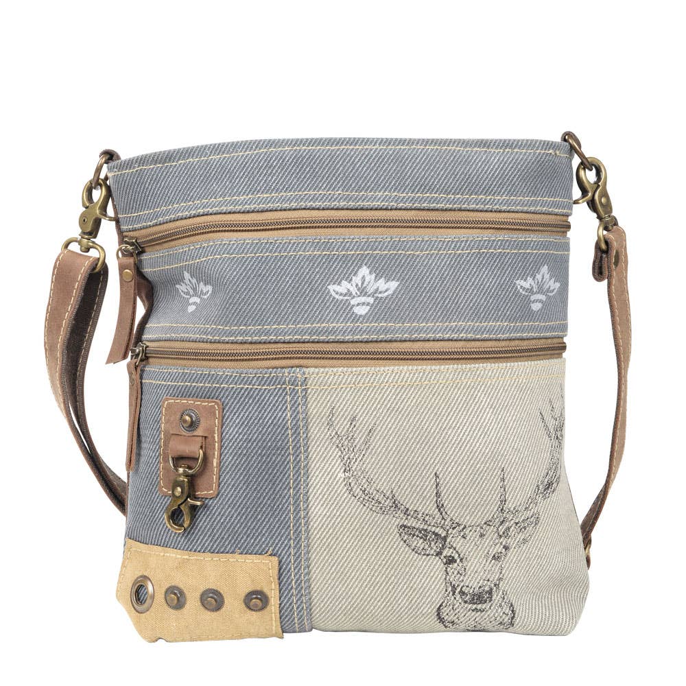 Deer And Mixed Fabrics Shoulder/Crossbody Bag - Greta Bean & Co.