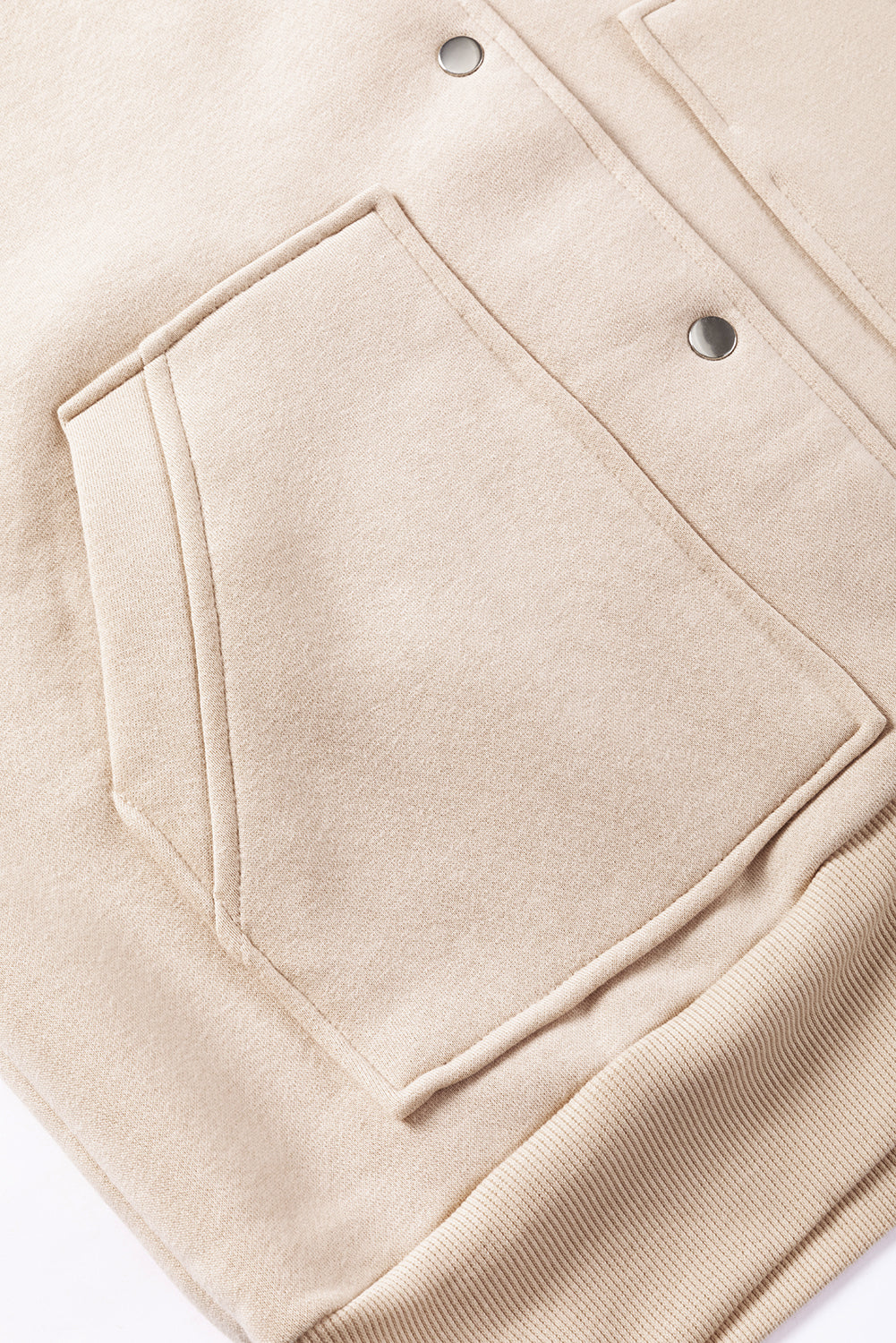 Beige Pocketed Button Up Oversized Hoodie