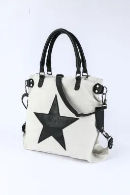 Beige Star Pattern Canvas Tote/Purse