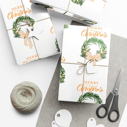 Tennessee Volunteers Christmas Gift Wrap, Elegant Wreath Design, Holiday Wrapping Sheets, Decorative Xmas Present Wrap, Printify