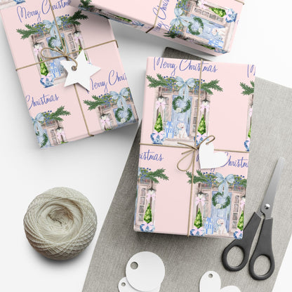 Chinoiserie Christmas Blue and White Gift Wrap Paper, Holiday Gift Wrap, Festive Wrapping Paper, Decorative Wrapping Printify