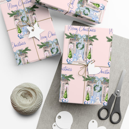 Chinoiserie Christmas Blue and White Gift Wrap Paper, Holiday Gift Wrap, Festive Wrapping Paper, Decorative Wrapping Printify