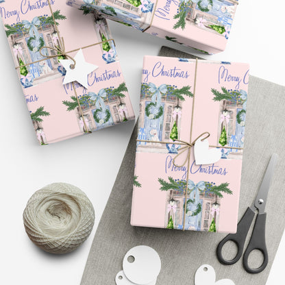 Chinoiserie Christmas Blue and White Gift Wrap Paper, Holiday Gift Wrap, Festive Wrapping Paper, Decorative Wrapping Printify