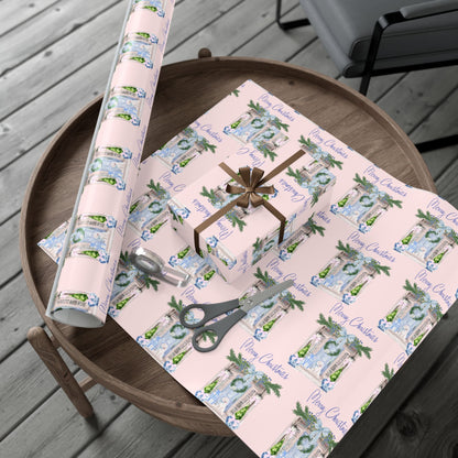 Chinoiserie Christmas Blue and White Gift Wrap Paper, Holiday Gift Wrap, Festive Wrapping Paper, Decorative Wrapping Printify