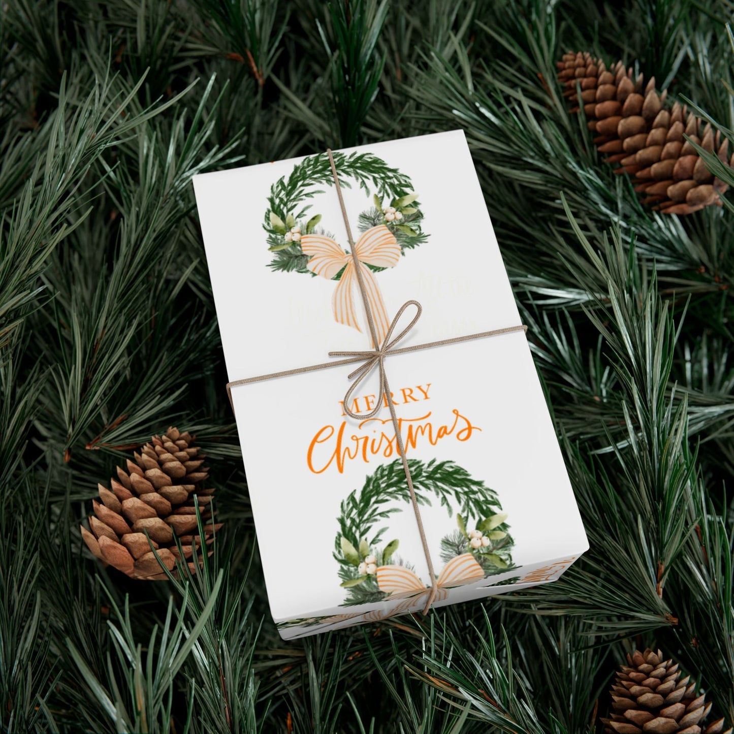 Tennessee Volunteers Christmas Gift Wrap, Elegant Wreath Design, Holiday Wrapping Sheets, Decorative Xmas Present Wrap, Printify