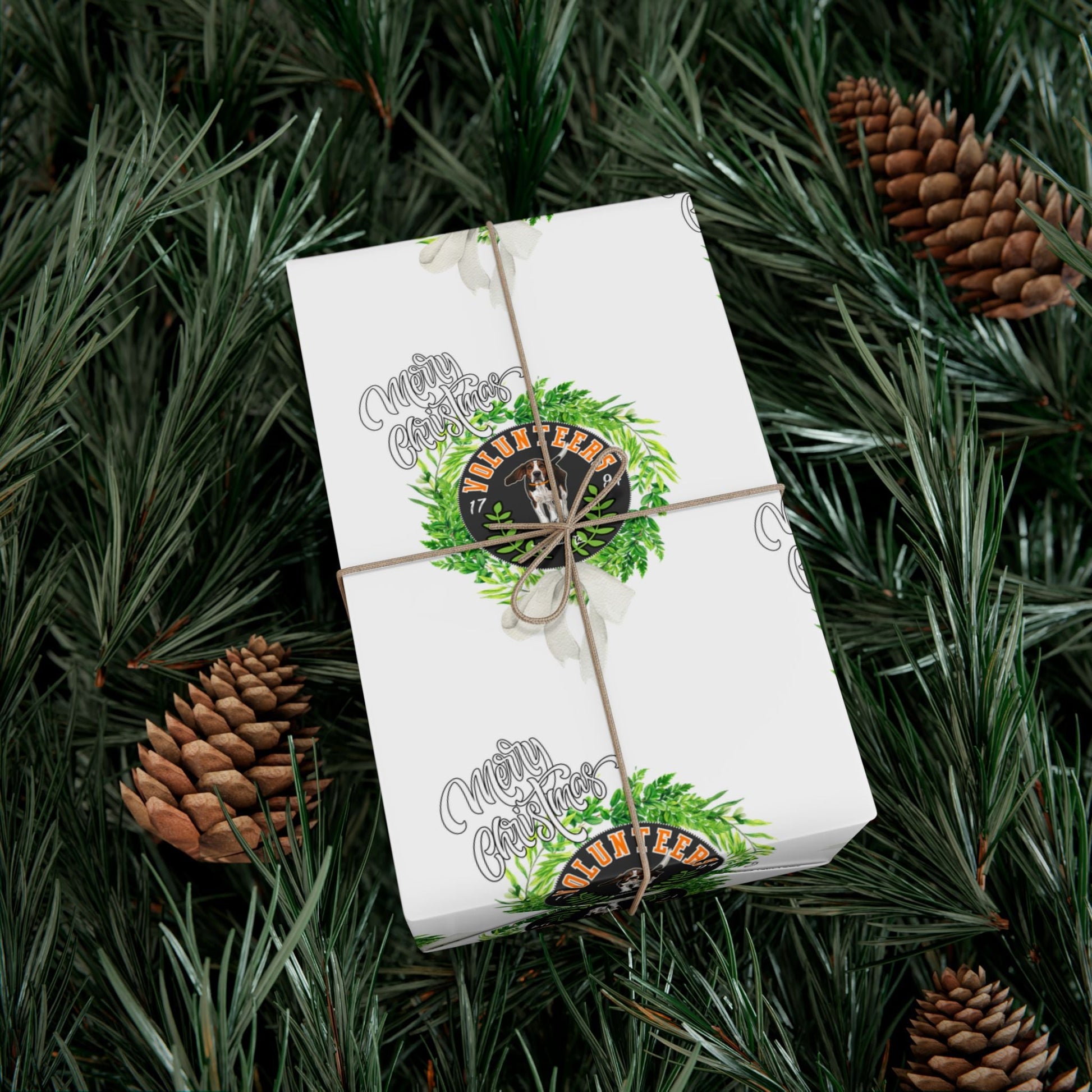 Christmas Wreath Tennessee VOLS Wrapping Paper Printify