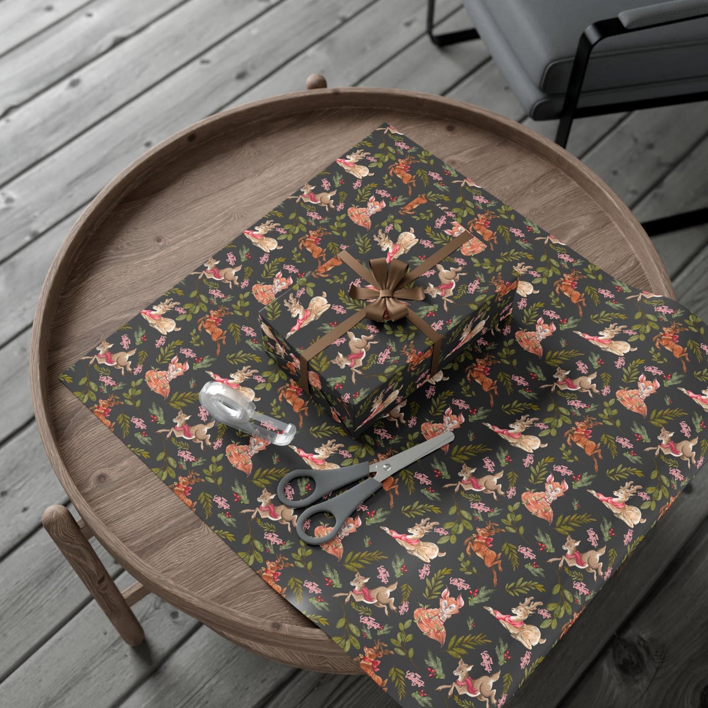 Holiday Woodland Animals Wrapping Paper Printify