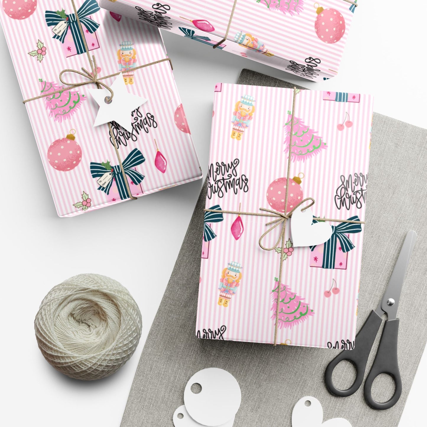 Pink Preppy Christmas Gift Wrap Printify