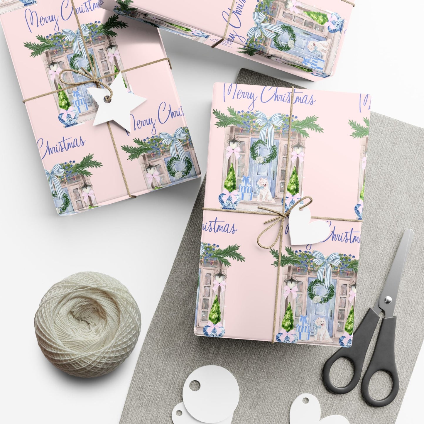 Chinoiserie Christmas Blue and White Gift Wrap Paper, Holiday Gift Wrap, Festive Wrapping Paper, Decorative Wrapping Printify