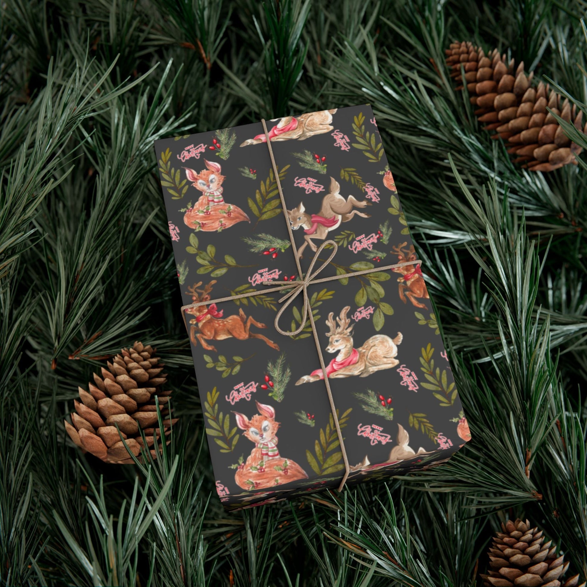 Holiday Woodland Animals Wrapping Paper Printify