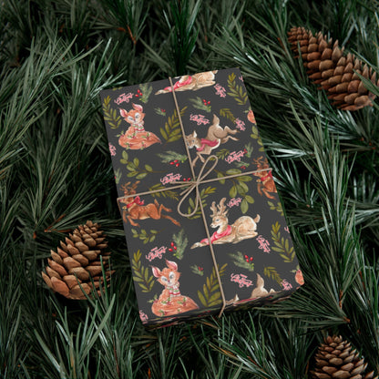 Holiday Woodland Animals Wrapping Paper Printify
