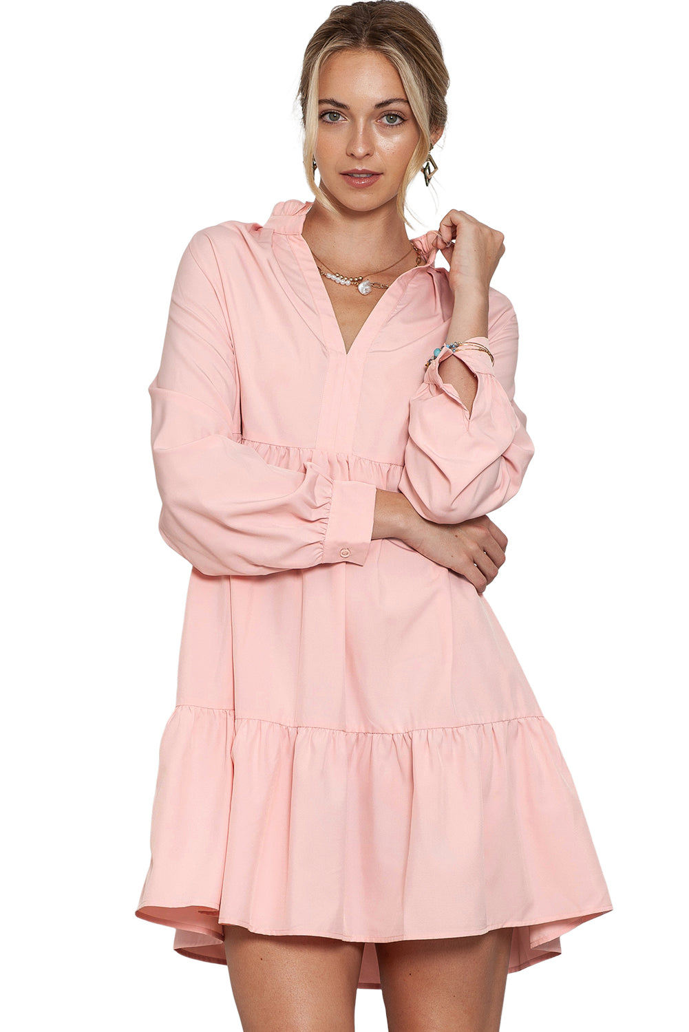 Pink Long SleeveShift Dress