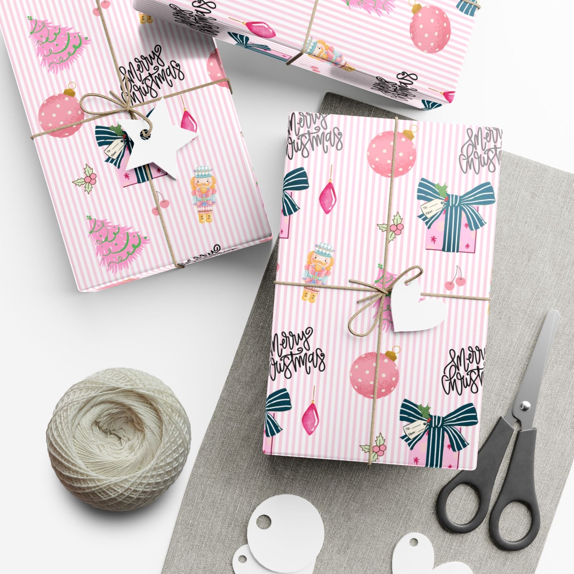 Pink Preppy Christmas Gift Wrap Printify