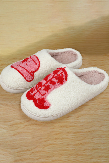 Western Graphic Embroidered Sherpa Home Slippers