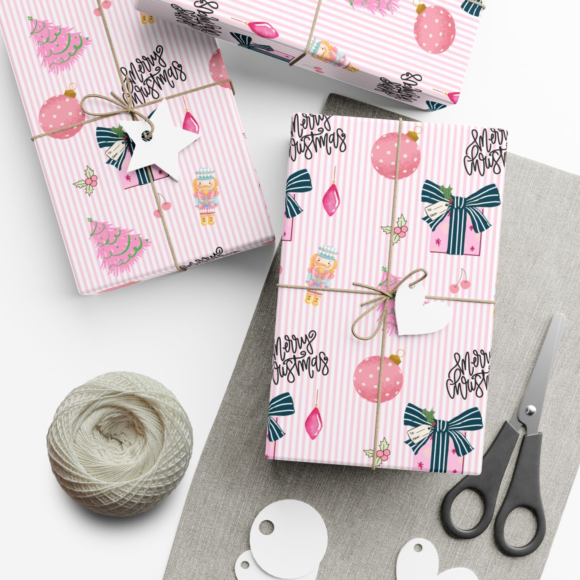 Pink Preppy Christmas Gift Wrap Printify